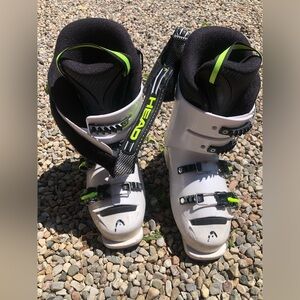 Head White and Black Ski Boots with Neon Highlights